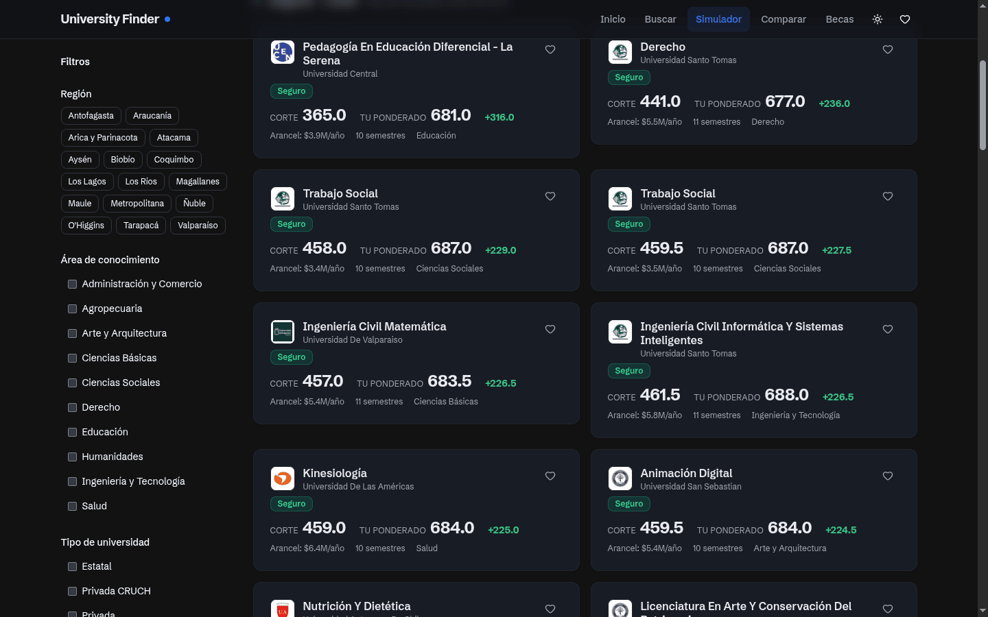 University Finder Chile screenshot 2