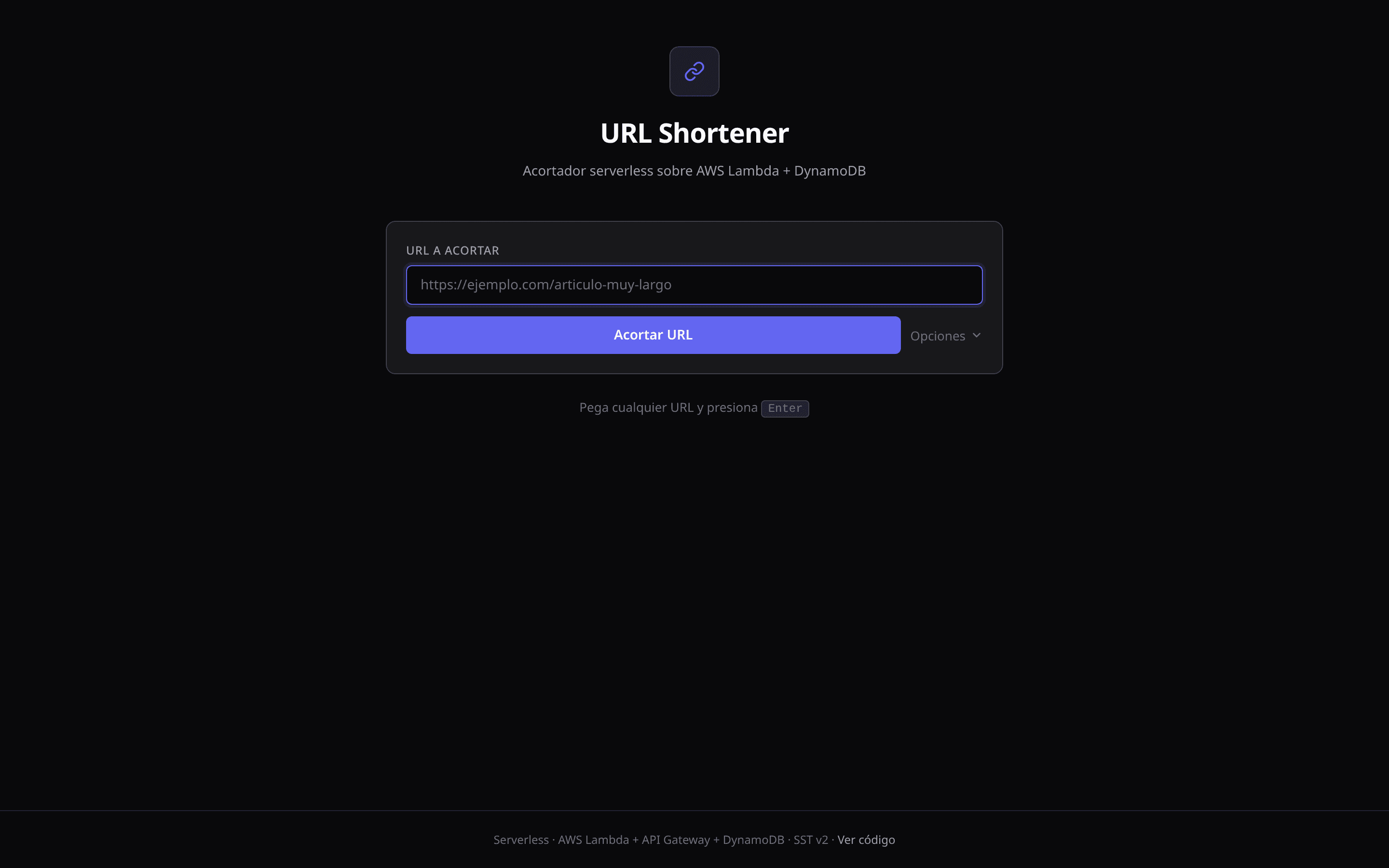 Serverless URL Shortener screenshot 1